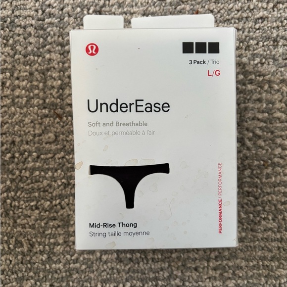 lululemon athletica Black UnderEase Mid-Rise Thong 3 Pack - Picture 1 of 3